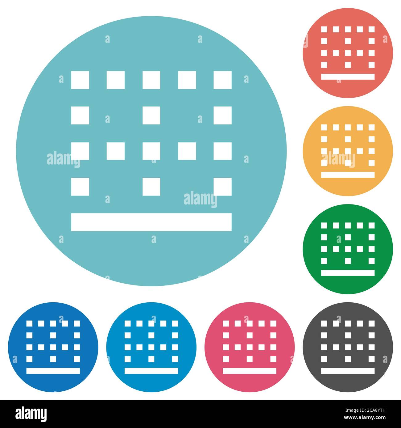 Bottom border flat white icons on round color backgrounds Stock Vector ...