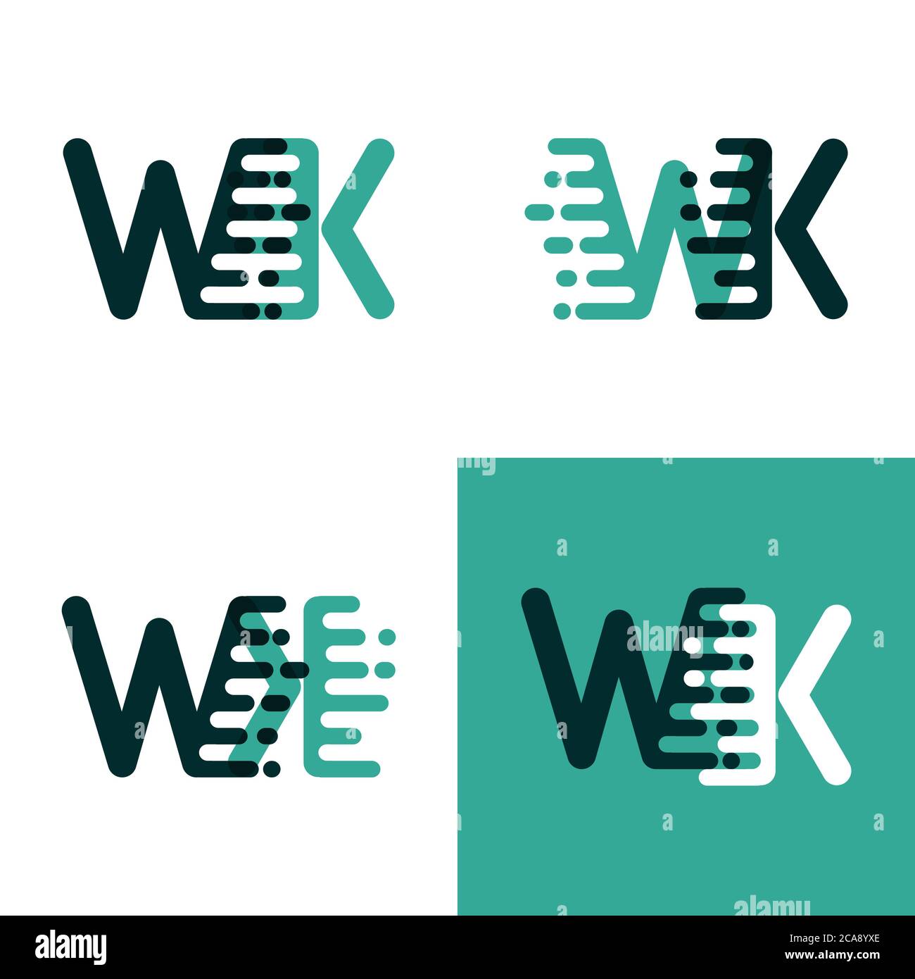 WK letters logo with accent speed green and dark green Stock Vector ...