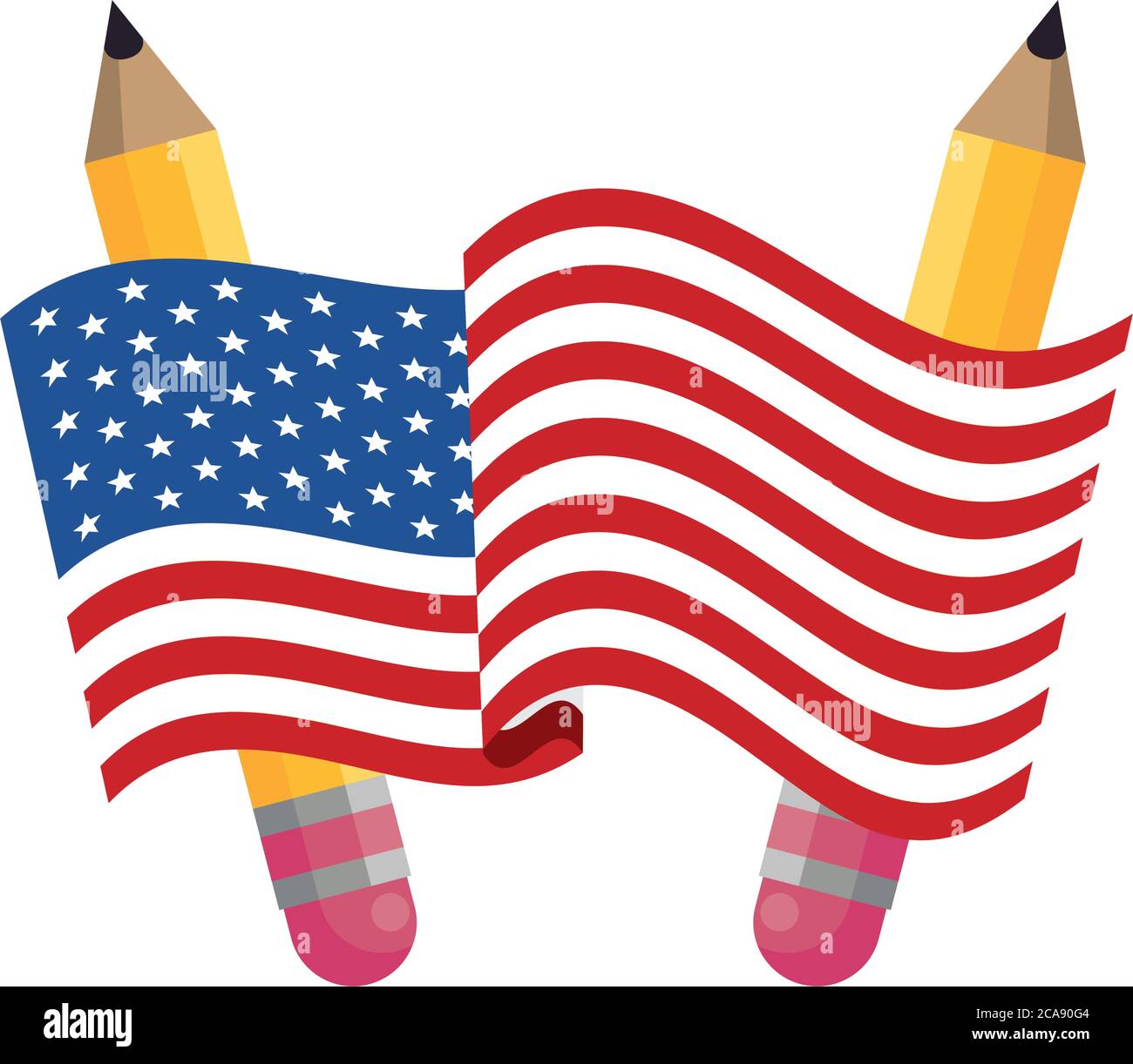 united states of america flag with pencils vector illustration design