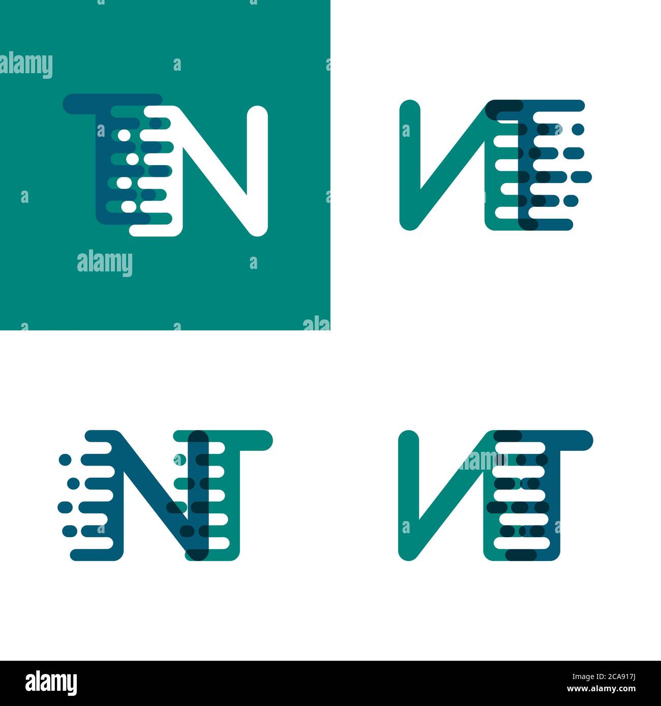 NT letters logo with accent speed in green and dark purple Stock ...