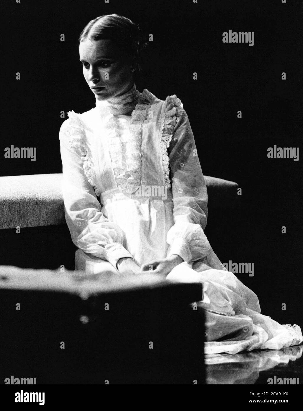 l-r: Mia Farrow (Irina), Joy Parker (Olga) in THREE SISTERS by Chekhov at  the Greenwich Theatre, London SE10 25011973 set design: Roger Butlin  costumes: Daphne Dare director: Robin Phillips Stock Photo - Alamy