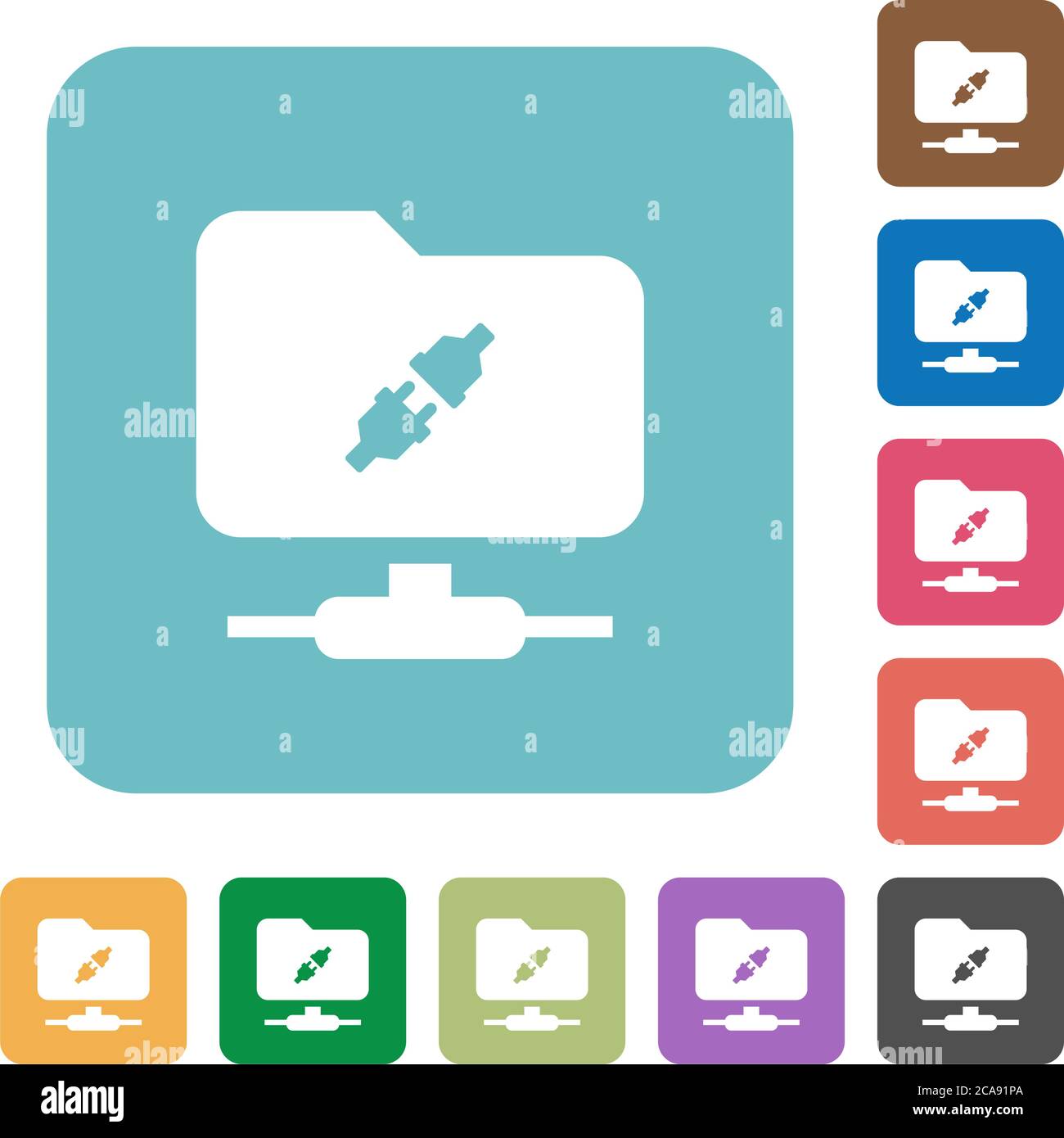 FTP connection white flat icons on color rounded square backgrounds Stock Vector