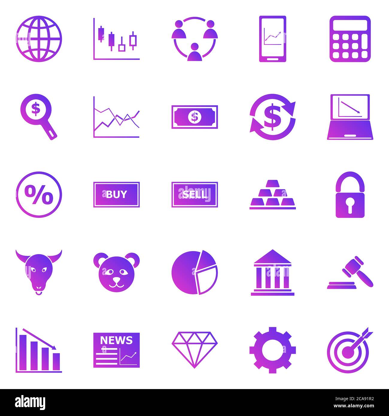 Forex gradient icons on white background, stock vector Stock Vector