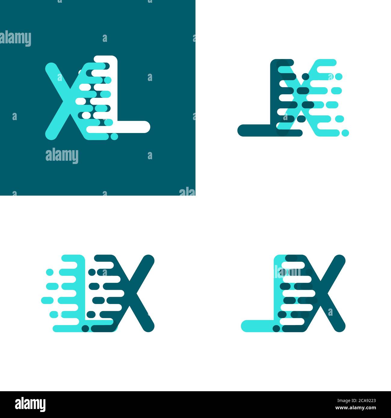 LX letters logo with accent speed in light green and dark green Stock Vector