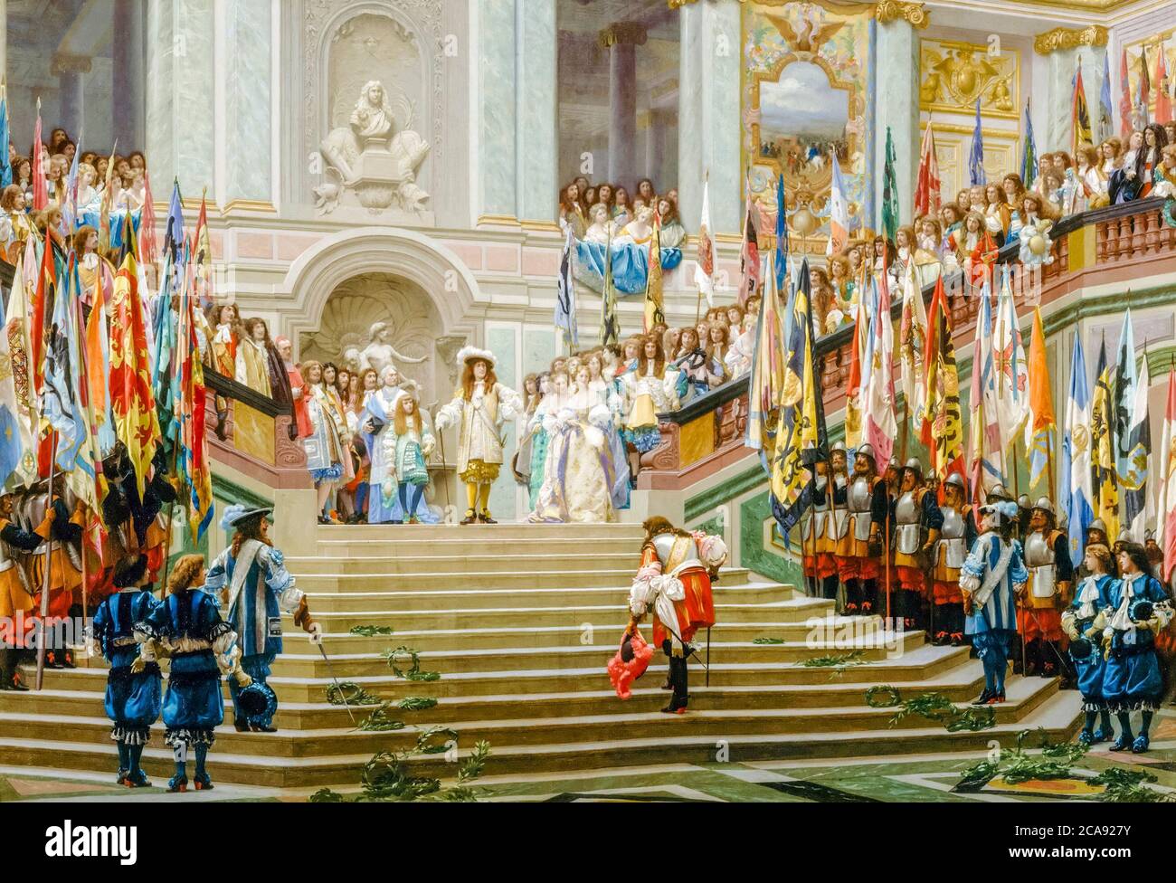 Reception of the Grand Condé by Louis XIV at Versailles, painting by Jean Léon Gérôme, 1878 Stock Photo