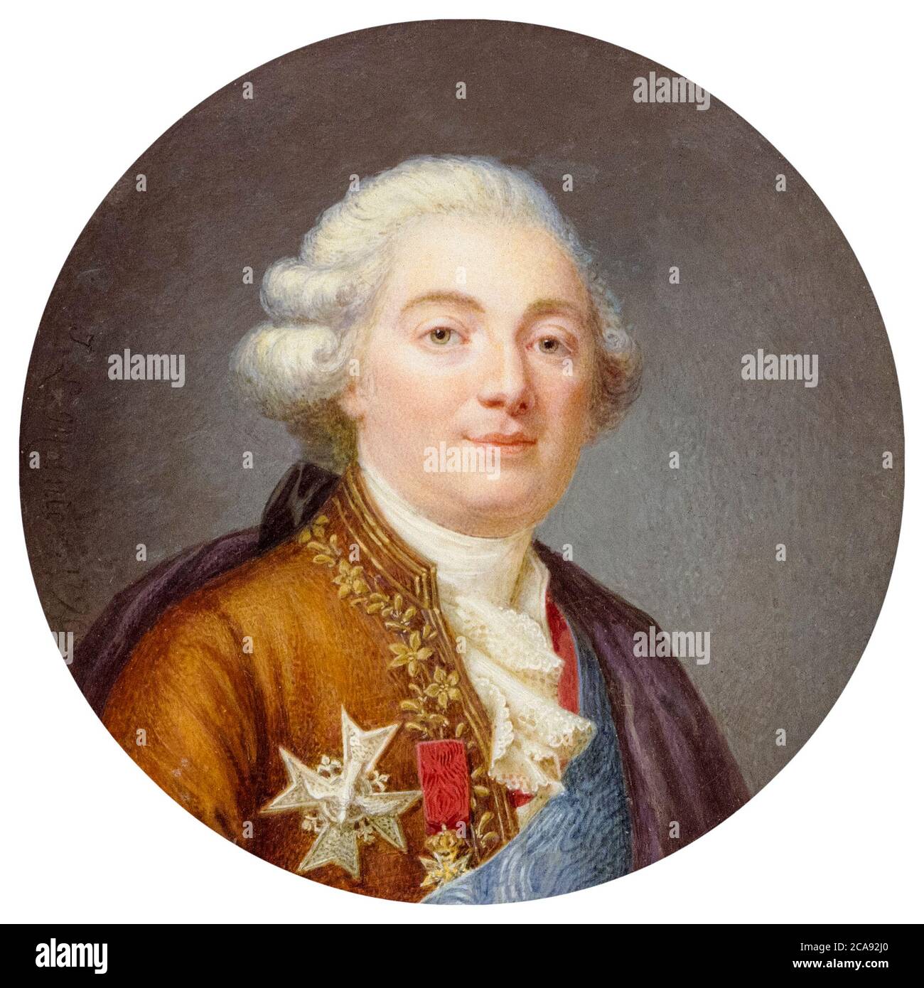 Louis XVI (1754-1793), King of France, portrait miniature by Jean Laurent Mosnier, 1790 Stock Photo