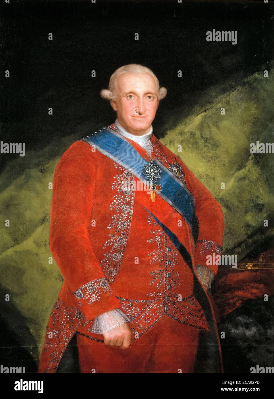 Charles IV (1748-1819), King of Spain, in red, portrait painting by Francisco Goya, 1789 Stock Photo