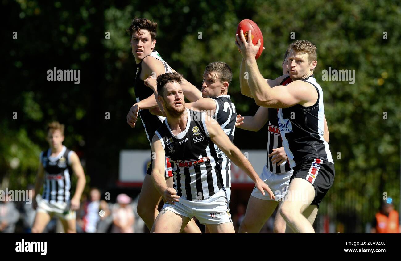 Benalla Victoria 14th March 2020. Goulburn Valley League Benalla Saints take on Ovens and Murray Wangaratta Magpies at Benalla Showgrounds in a pre-se Stock Photo