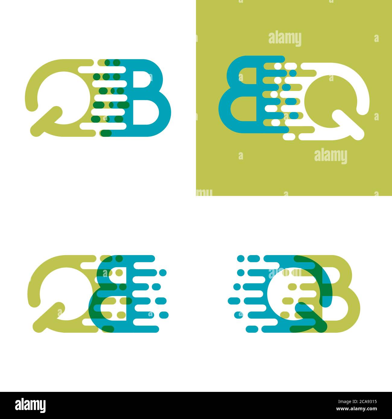 QB letters logo with accent speed in blue and light green Stock Vector