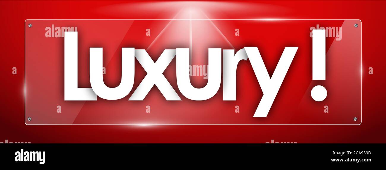 Luxury word in transparent glass shapes Stock Photo - Alamy