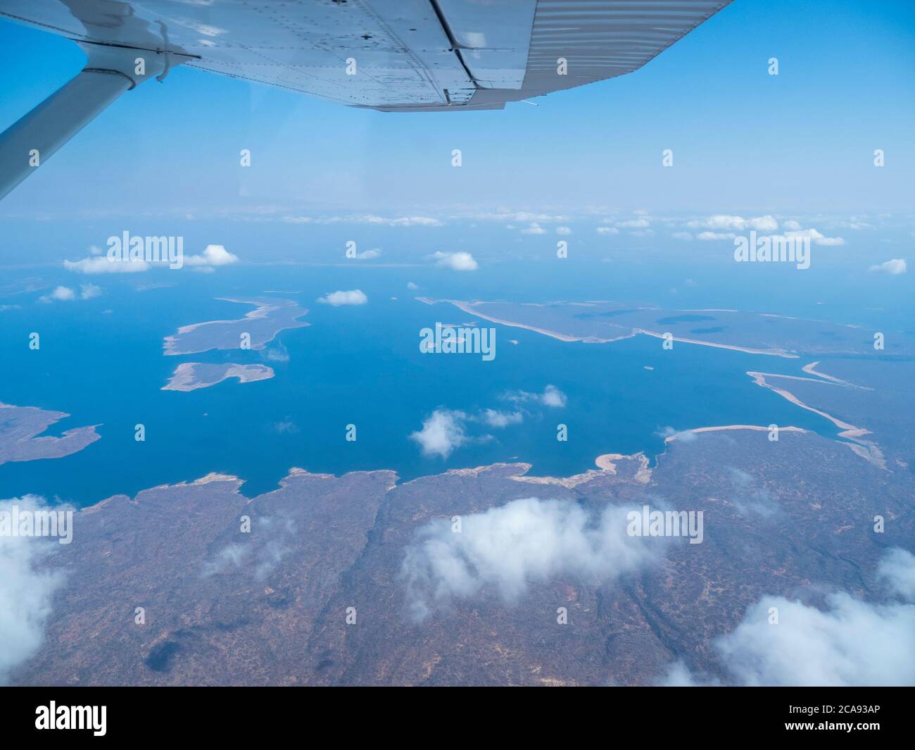 Aerial view of Lake Kariba, the world's largest man-made lake and reservoir by volume, Zimbabwe, Africa Stock Photo