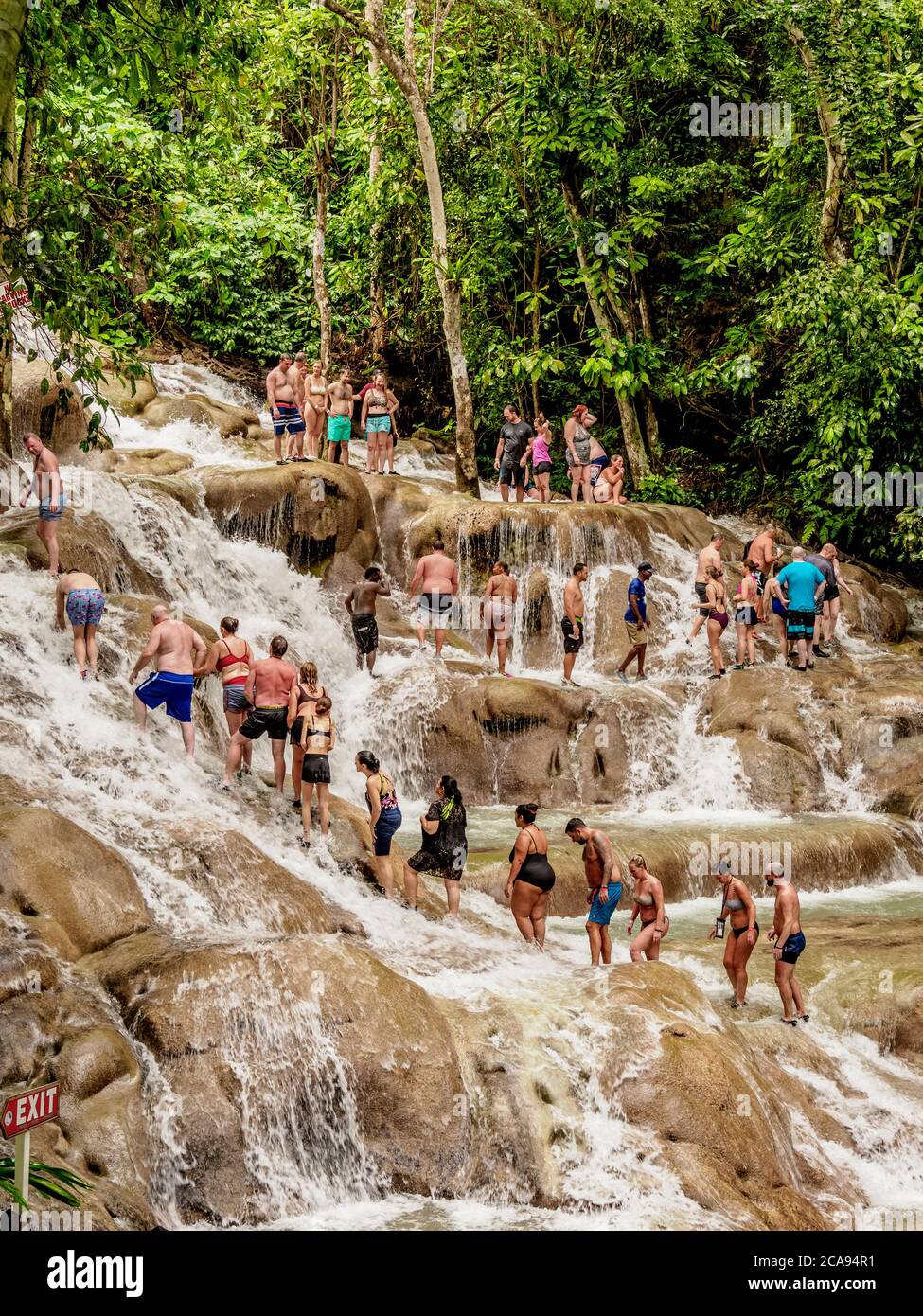 People climbing Dunn's River Falls, Ocho Rios, Saint Ann Parish