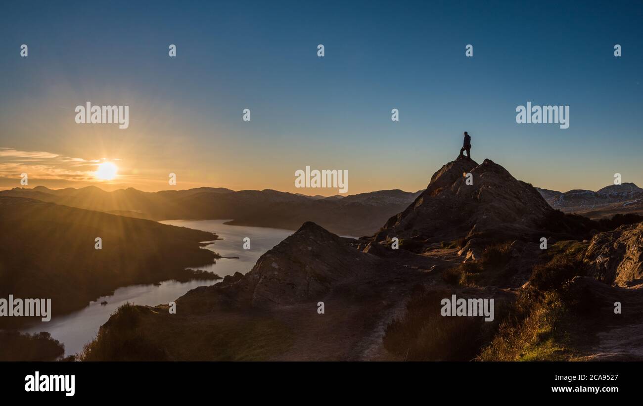 Ben A'an, one of the most popular of Scotland's smaller hills with stunning views over Loch Katrine, The Trossachs, Scotland, United Kingdom, Europe Stock Photo