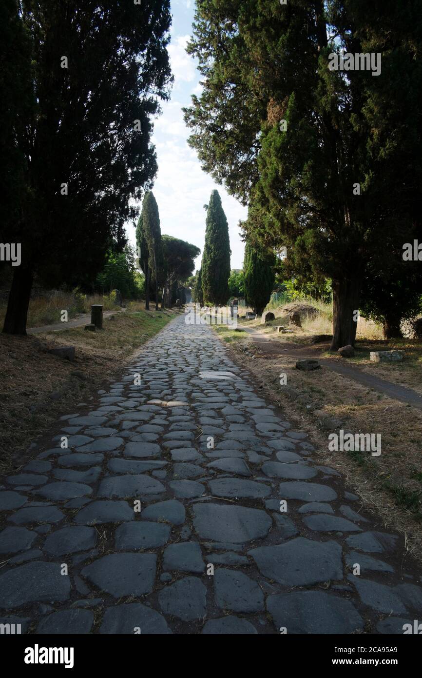 Appian Way anciently connecting Rome to Brindisi, Rome, Lazio, Italy, Europe Stock Photo