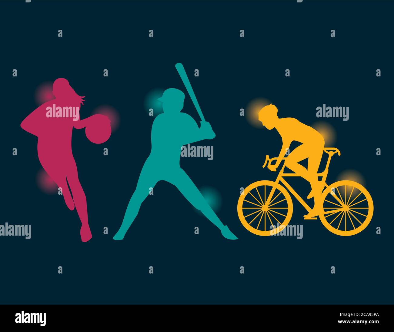 group of athletic people practicing sports silhouettes vector illustration design Stock Vector