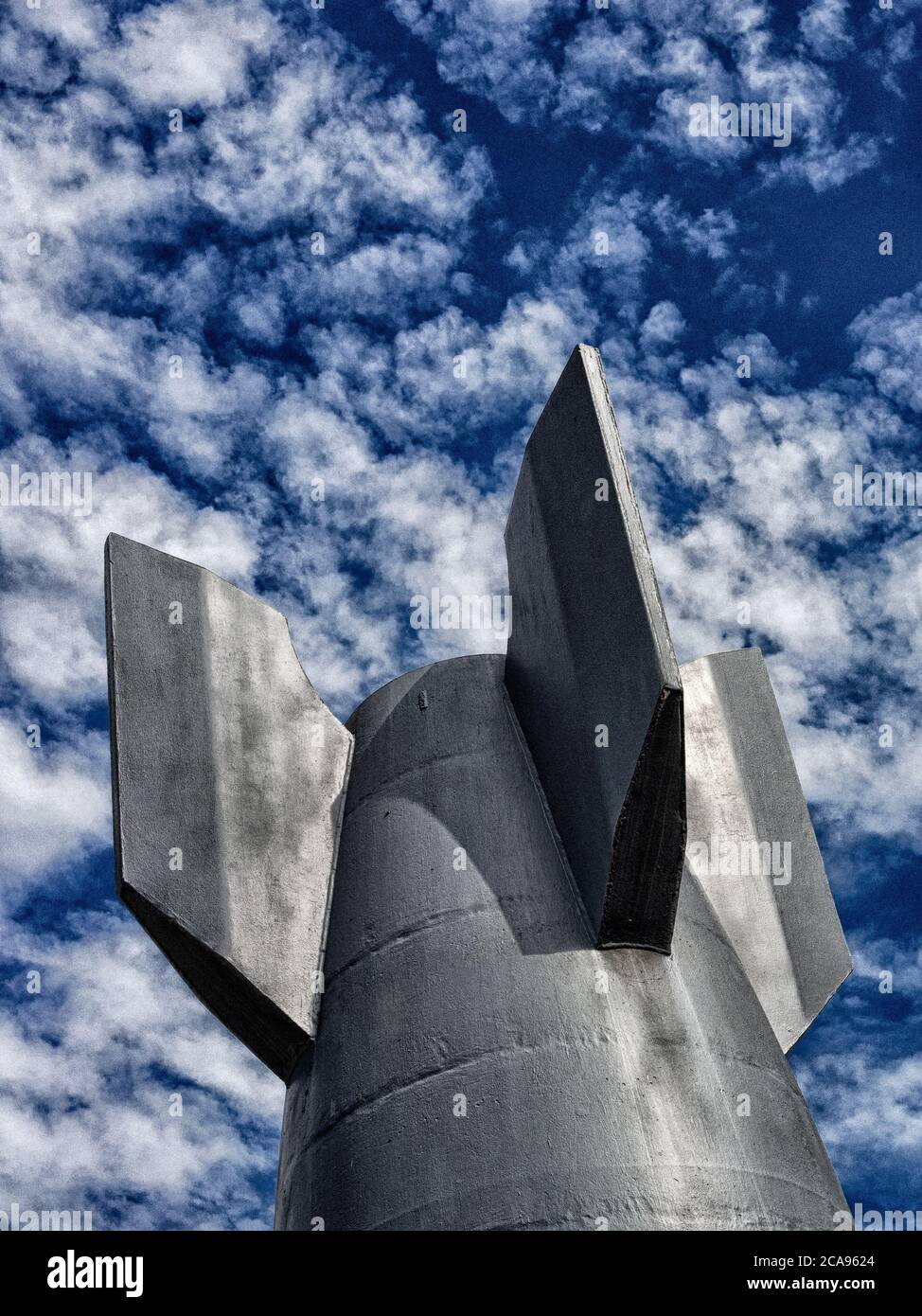 falling bombs with blue sky. Mtmorial in Volgograd. Russia Stock Photo