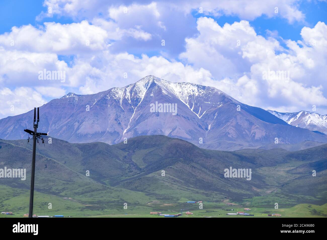 view from Tibetan Buddhist monastery Arou Temple.A famous historic site in Qilian,Qinghai China. Stock Photo