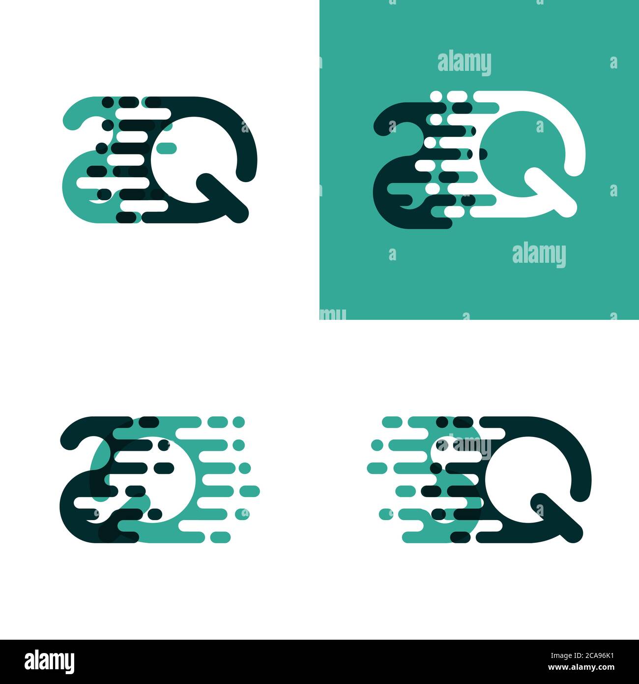 SQ letters logo with accent speed in light green and dark green Stock Vector