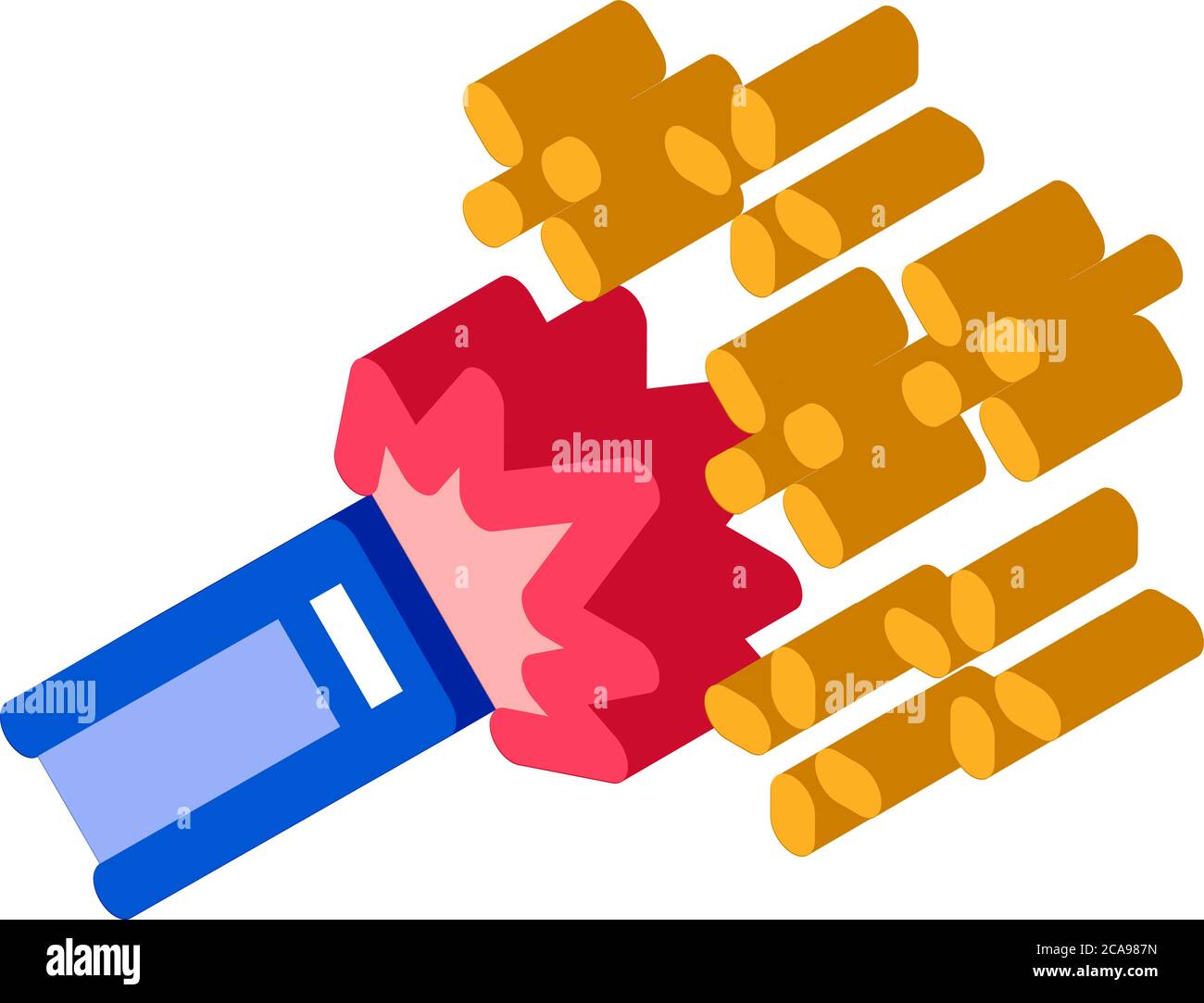 firework burning isometric icon vector illustration Stock Vector