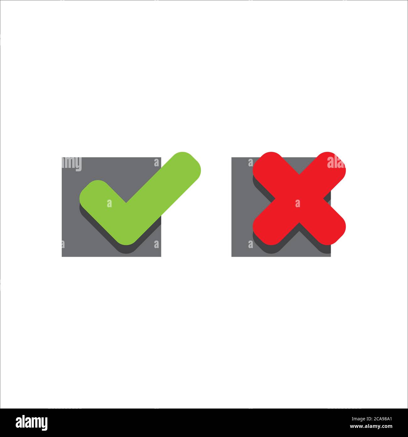 stylish check mark V X icon vector. Yes No true false symbol logo Stock Vector