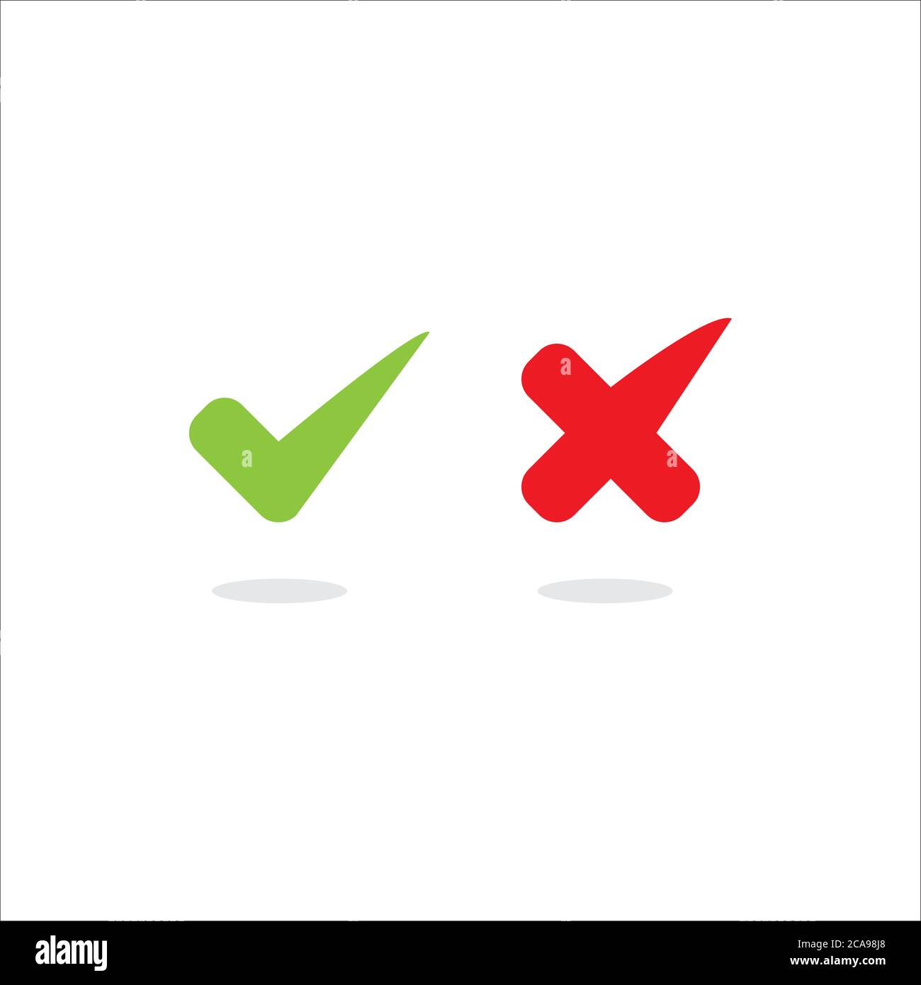 stylish check mark V X icon vector. Yes No true false symbol logo Stock Vector