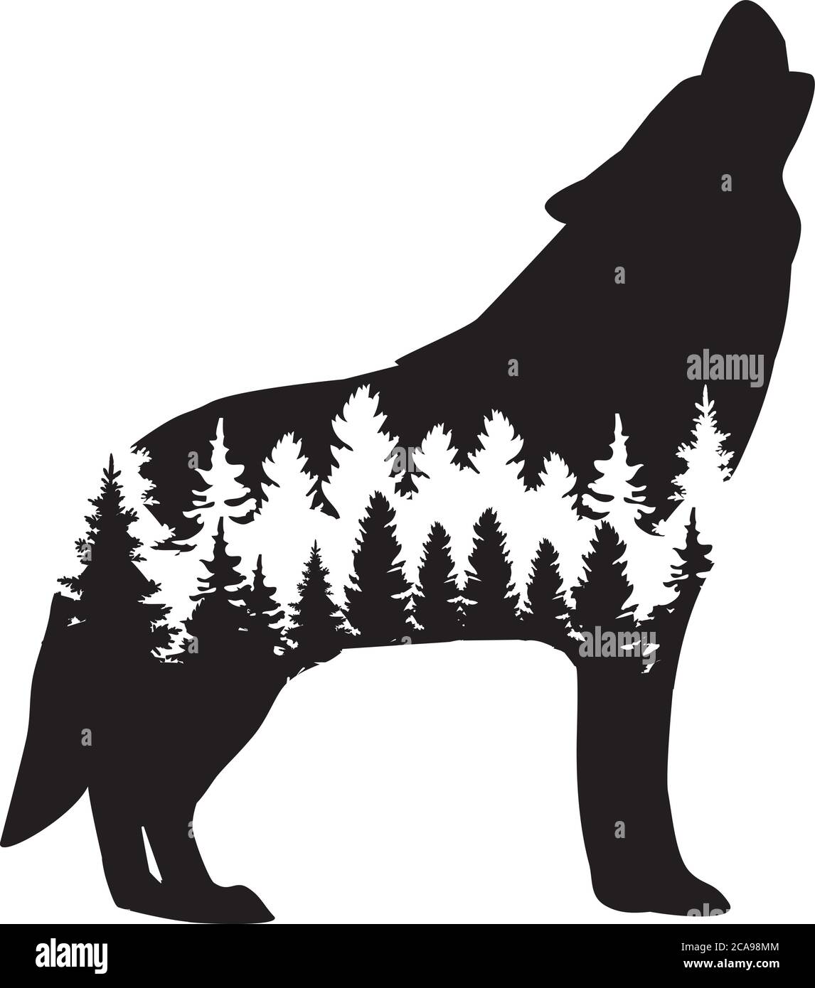 vector illustration of a wolf wilderness, nature background. animal world. Stock Vector