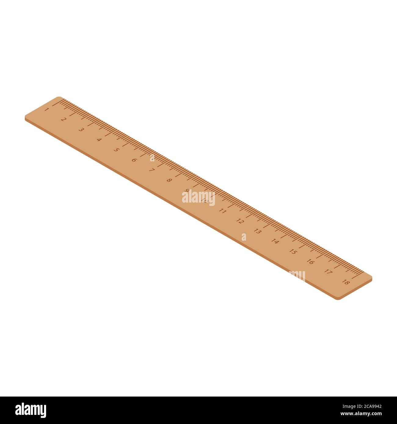 Retro wooden ruler isolated on a white background. Measuring ruler ...