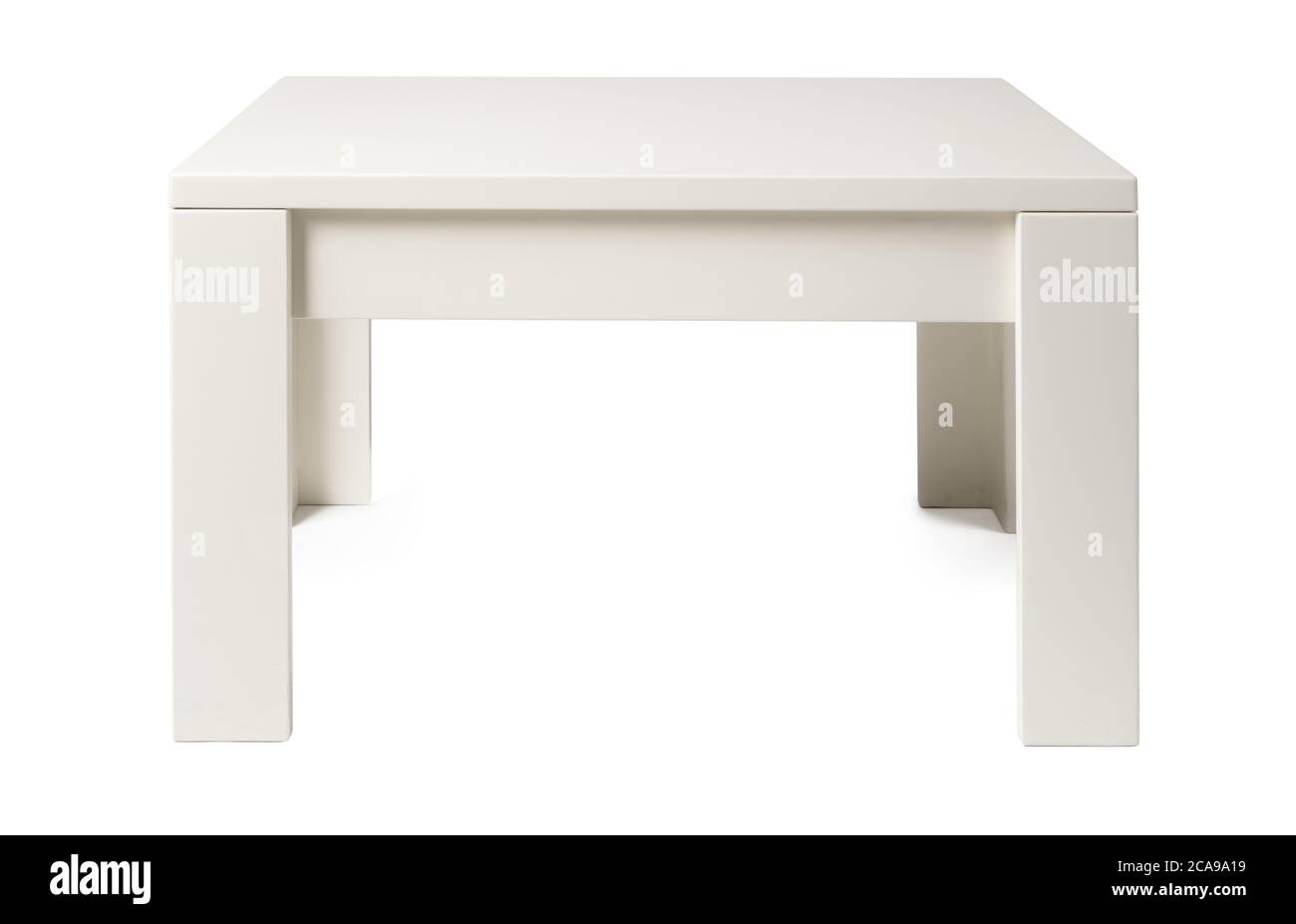 Wooden table with rectangle tabletop isolated on white Stock Photo - Alamy