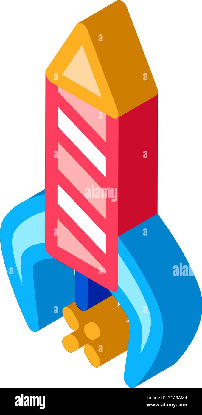 firework rocket isometric icon vector illustration Stock Vector