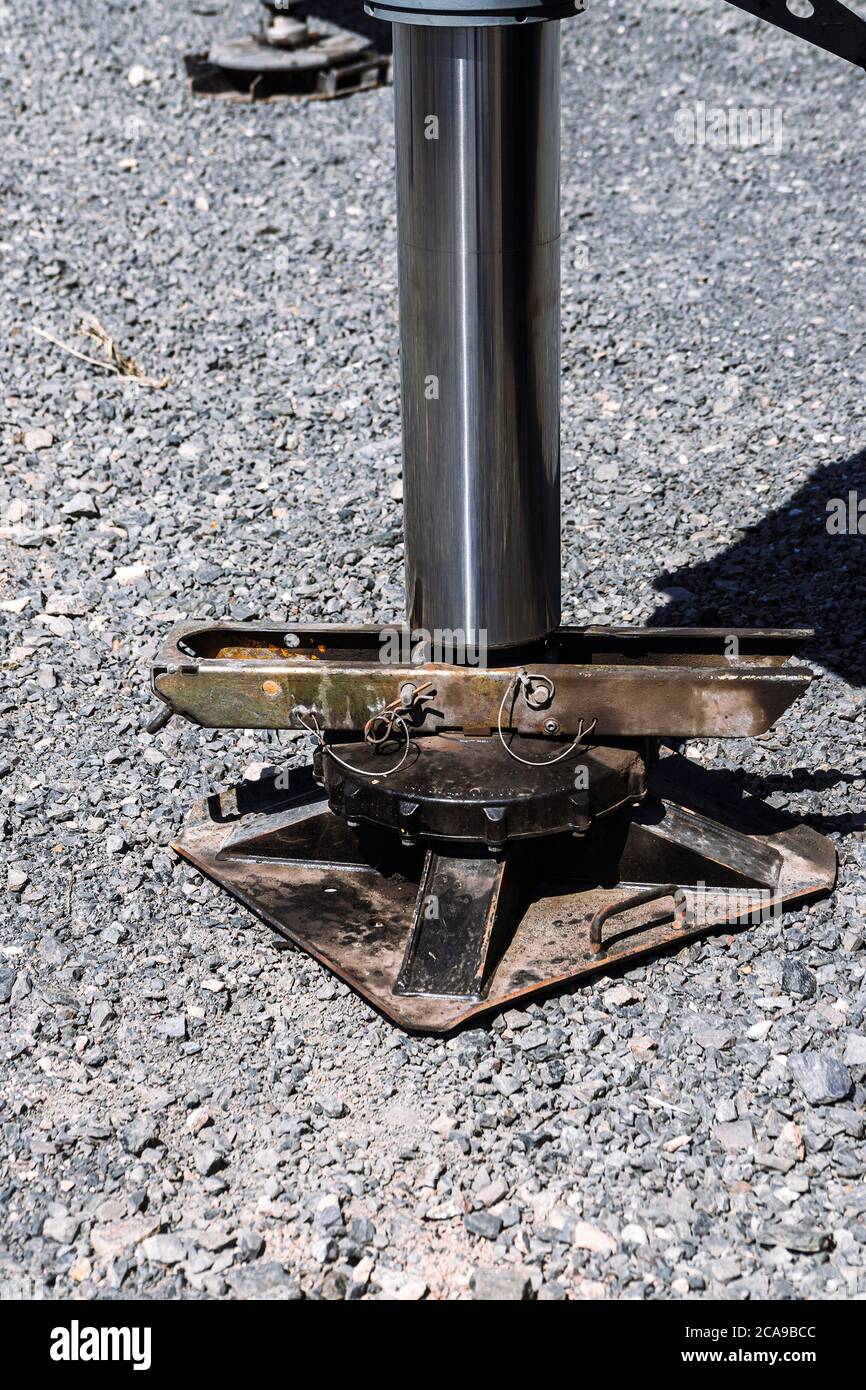 truck crane outriggers Mining, quarry equipment, closeup Stock Photo Alamy