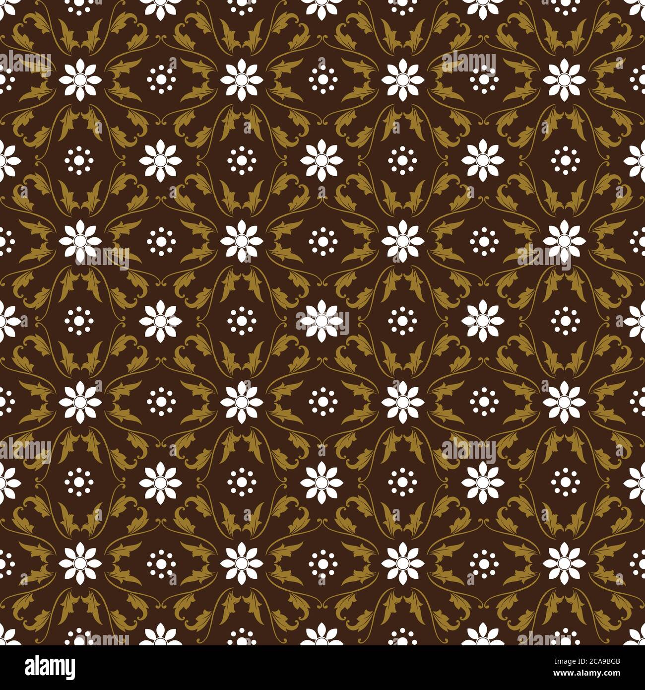 Beautiful batik patterns that become Indonesian traditional clothes with simple brown color design. Stock Vector