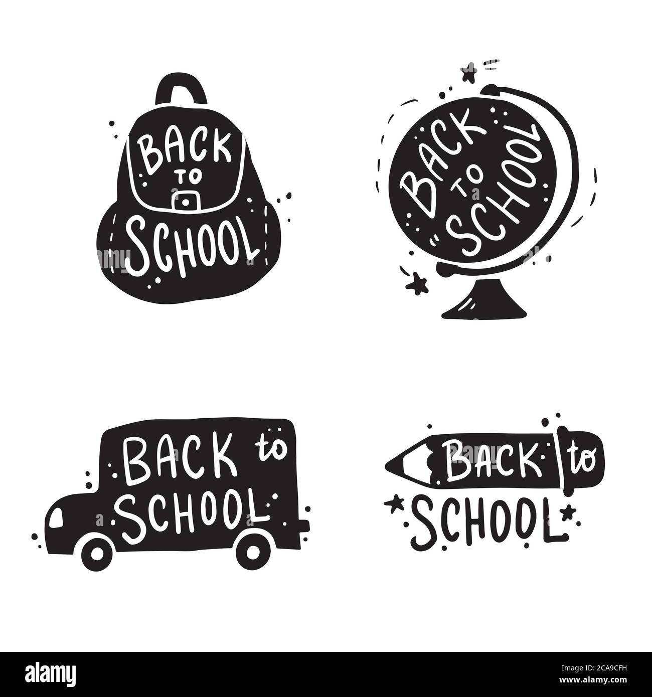 Cute hand drawn lettering Back to school quote by doodle sketch style. Vector illustration slogan for kids poster, children banner for school or education. Stock Vector