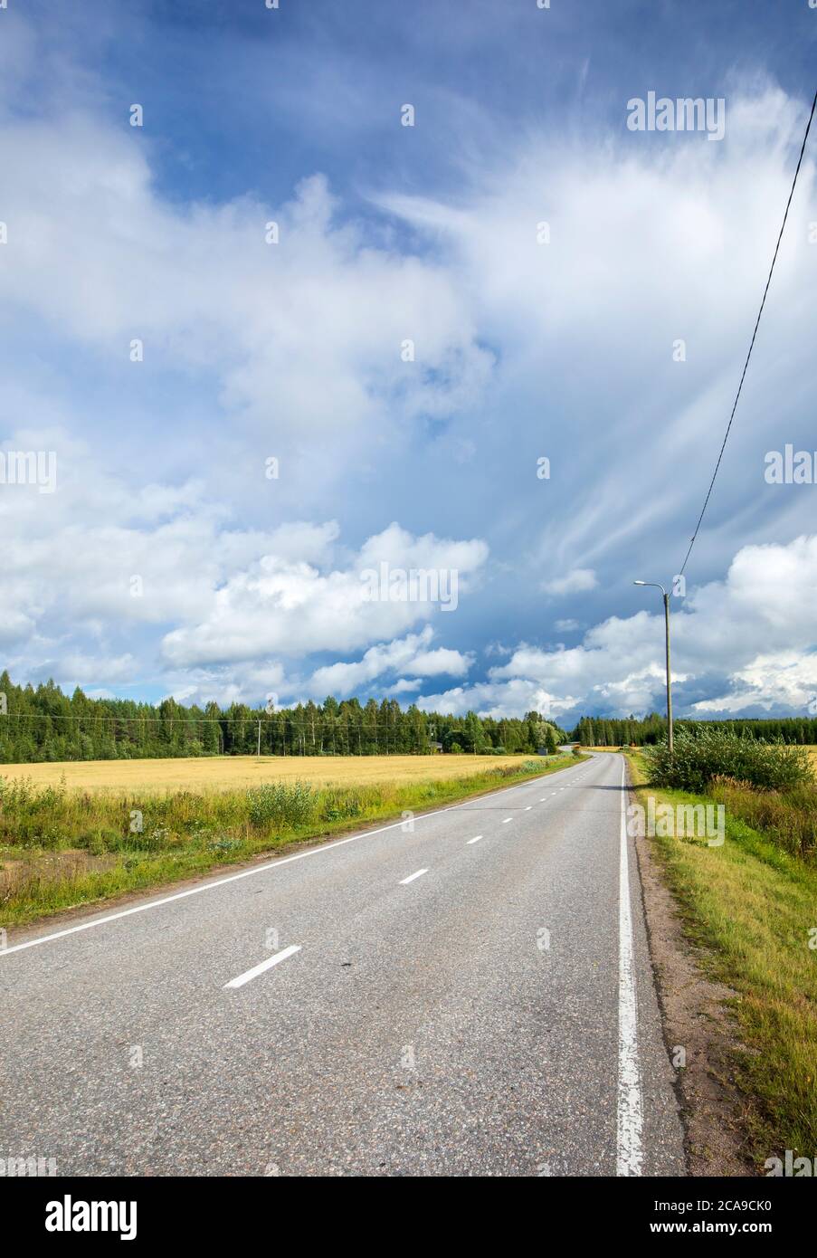 Empty road at countryside at Summer , Finland Stock Photo