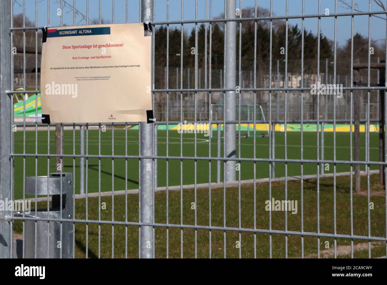 closed sportspark, schools and playgrounds due to the Corona crisis. Stock Photo