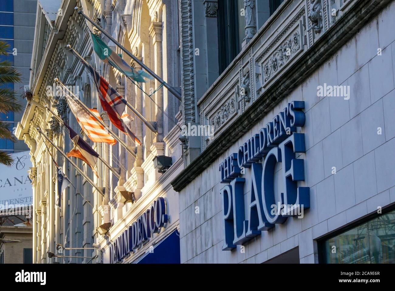 New Orleans - 04/15/2018 : Close up of old buildings in Canal Street Stock Photo