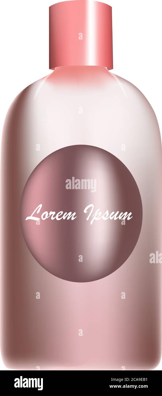 Mauve color cosmetic bottle with pink cap and place for text. Vector Stock Vector