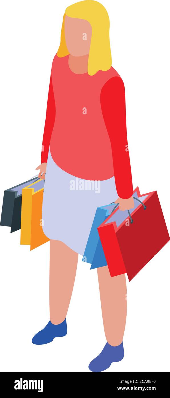 Shopping habit icon, isometric style Stock Vector