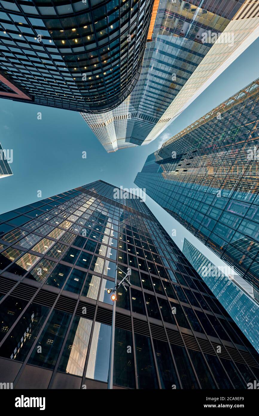 The City of London skyscrapers looking up. Stock Photo