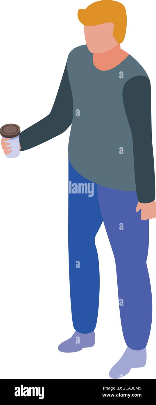 Drink coffee habit icon, isometric style Stock Vector