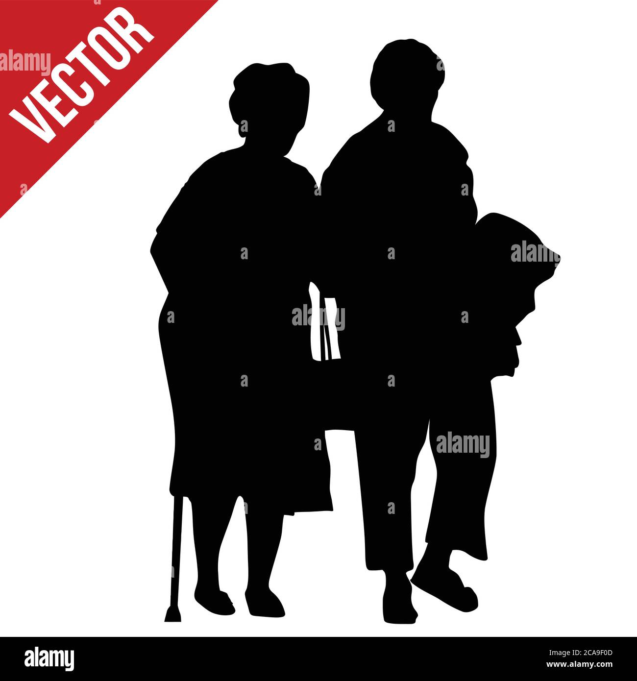 Senior couple silhouette on white background, vector illustration Stock Vector