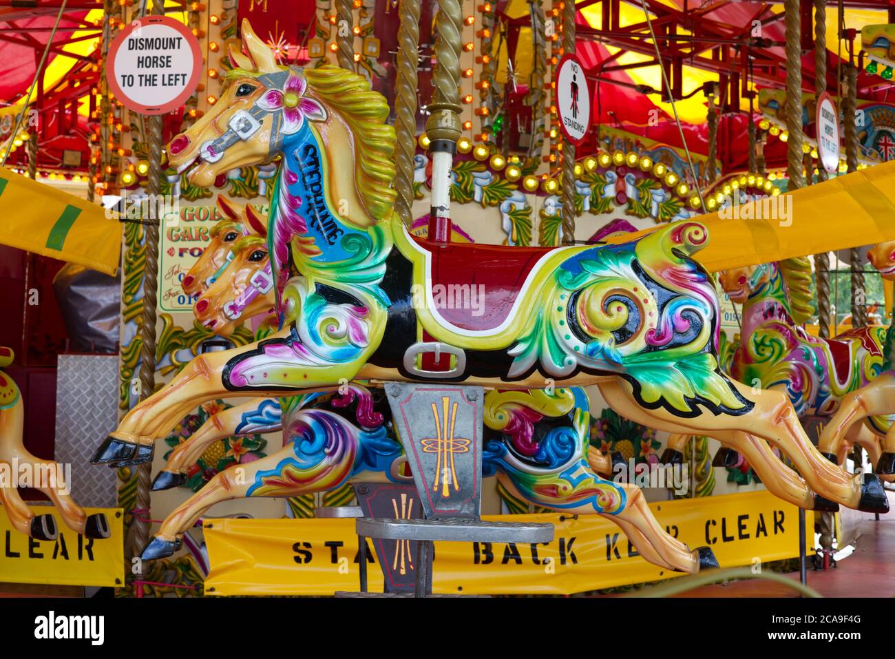 social distancing on the galloping horses, southbank, London Stock Photo