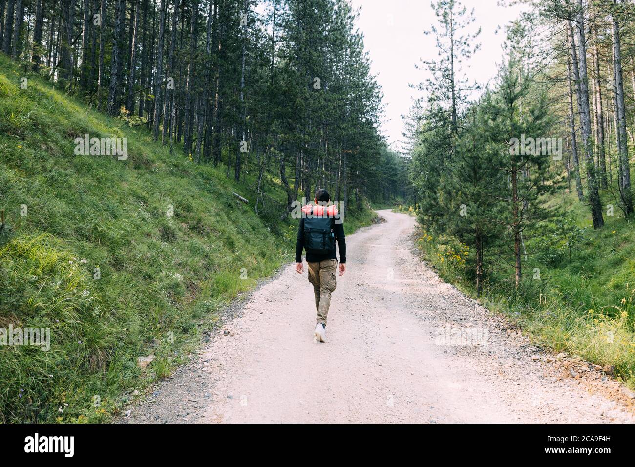 Young man hiking through hi-res stock photography and images - Alamy