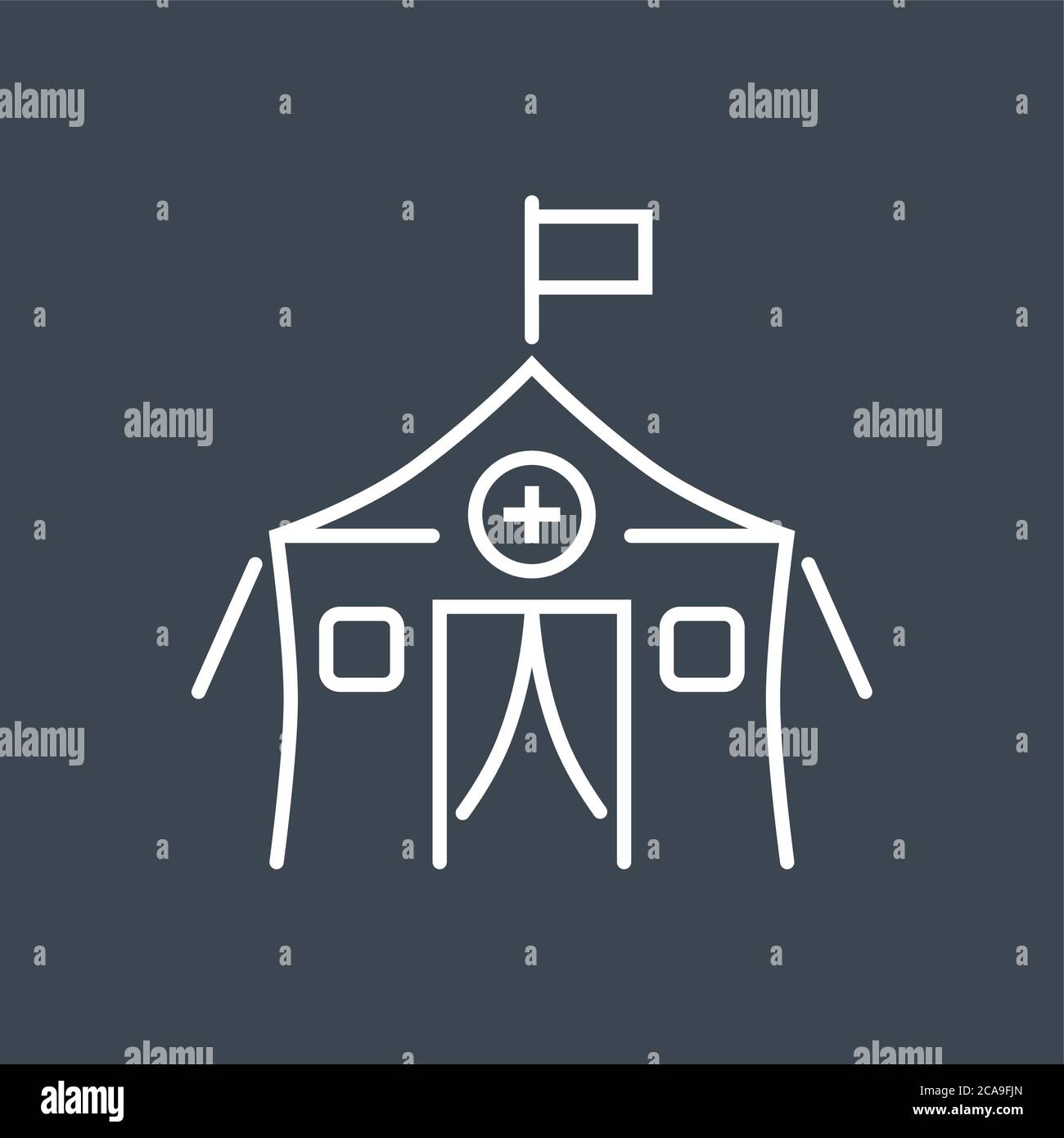 Medical tent related vector thin line icon Stock Vector