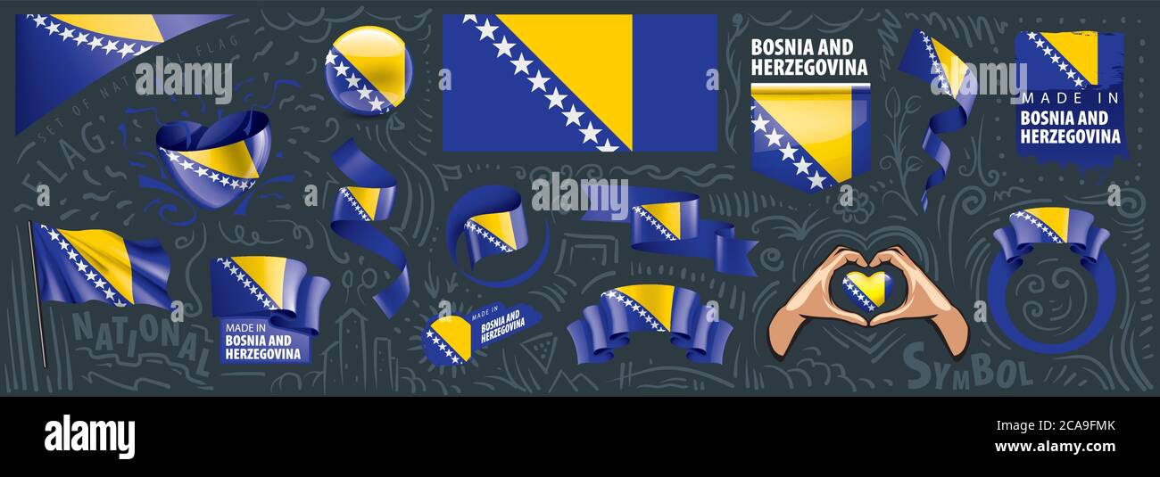 Vector set of the national flag of Bosnia and Herzegovina Stock Vector ...