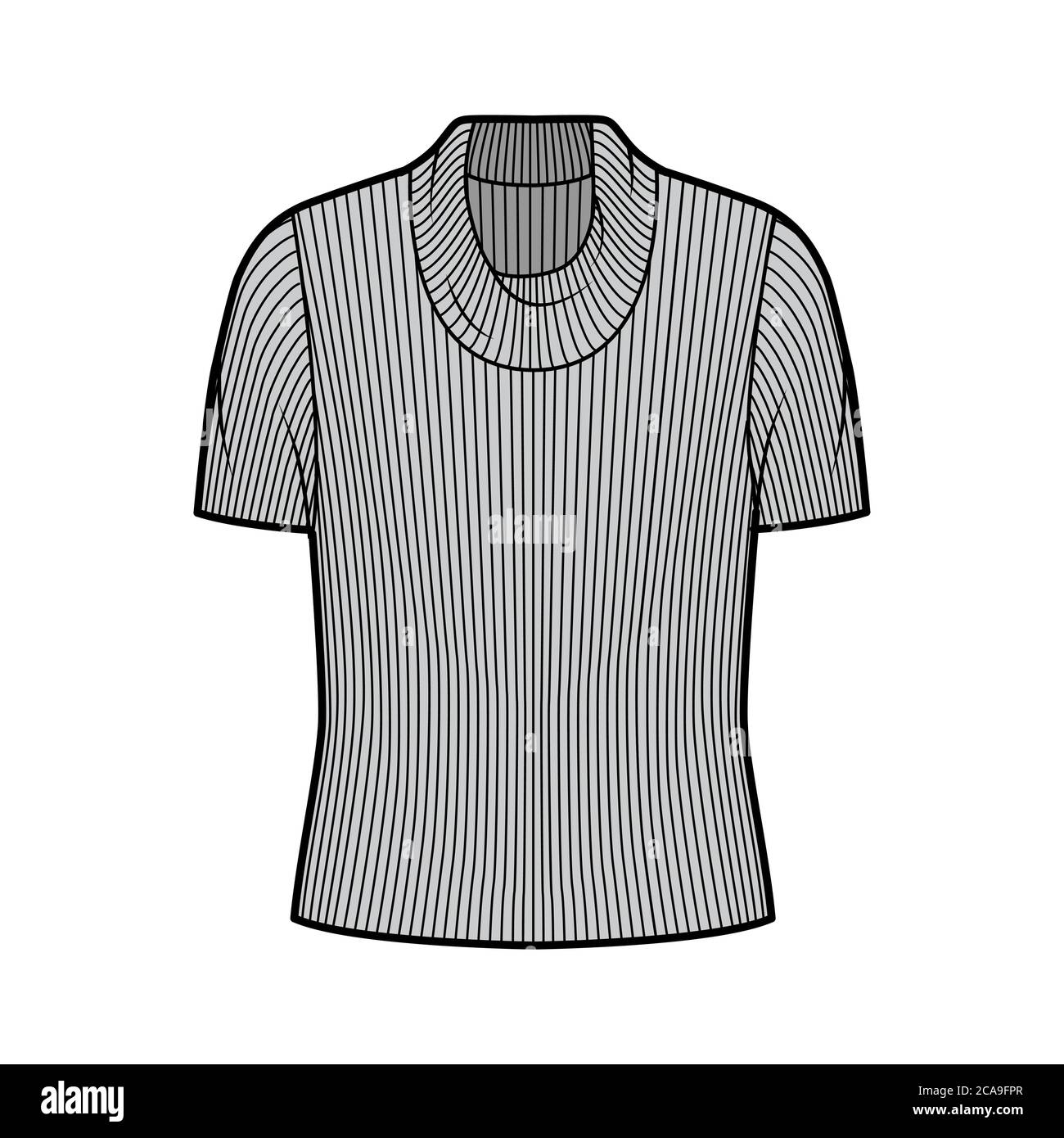 Ribbed cowl turtleneck knit sweater 