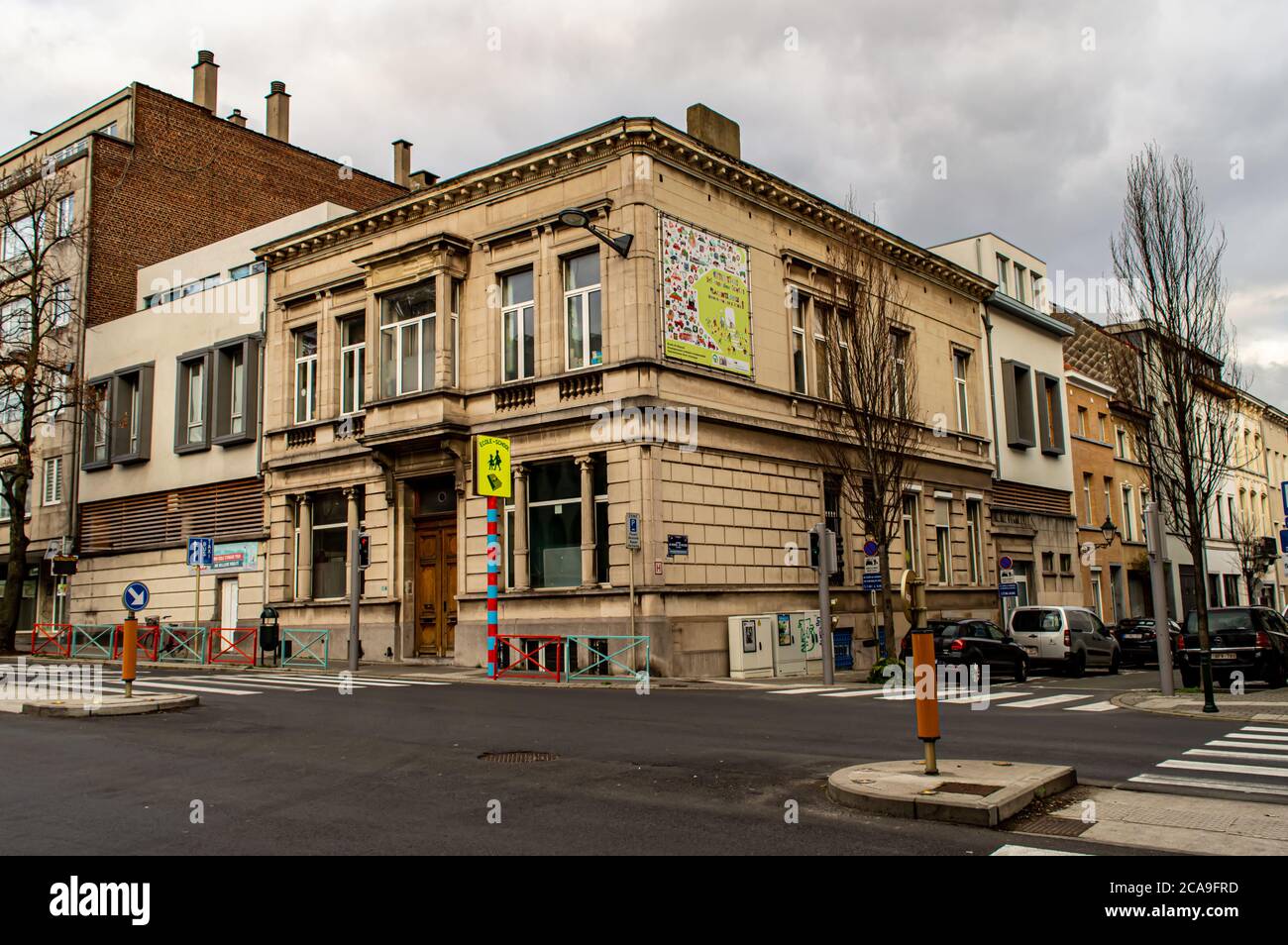 BRUSSELS, BELGIUM JANUARY 3, 2019 Typical Belgium houses, walking