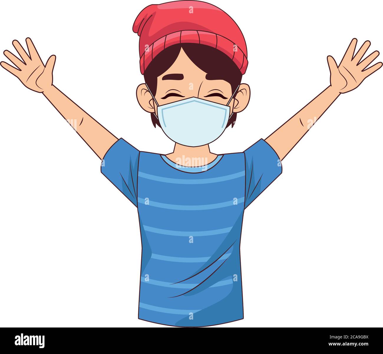 little boy wearing medical mask character vector illustration design ...