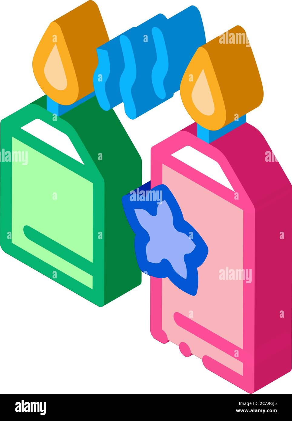 aromatic burning candles isometric icon vector illustration Stock Vector
