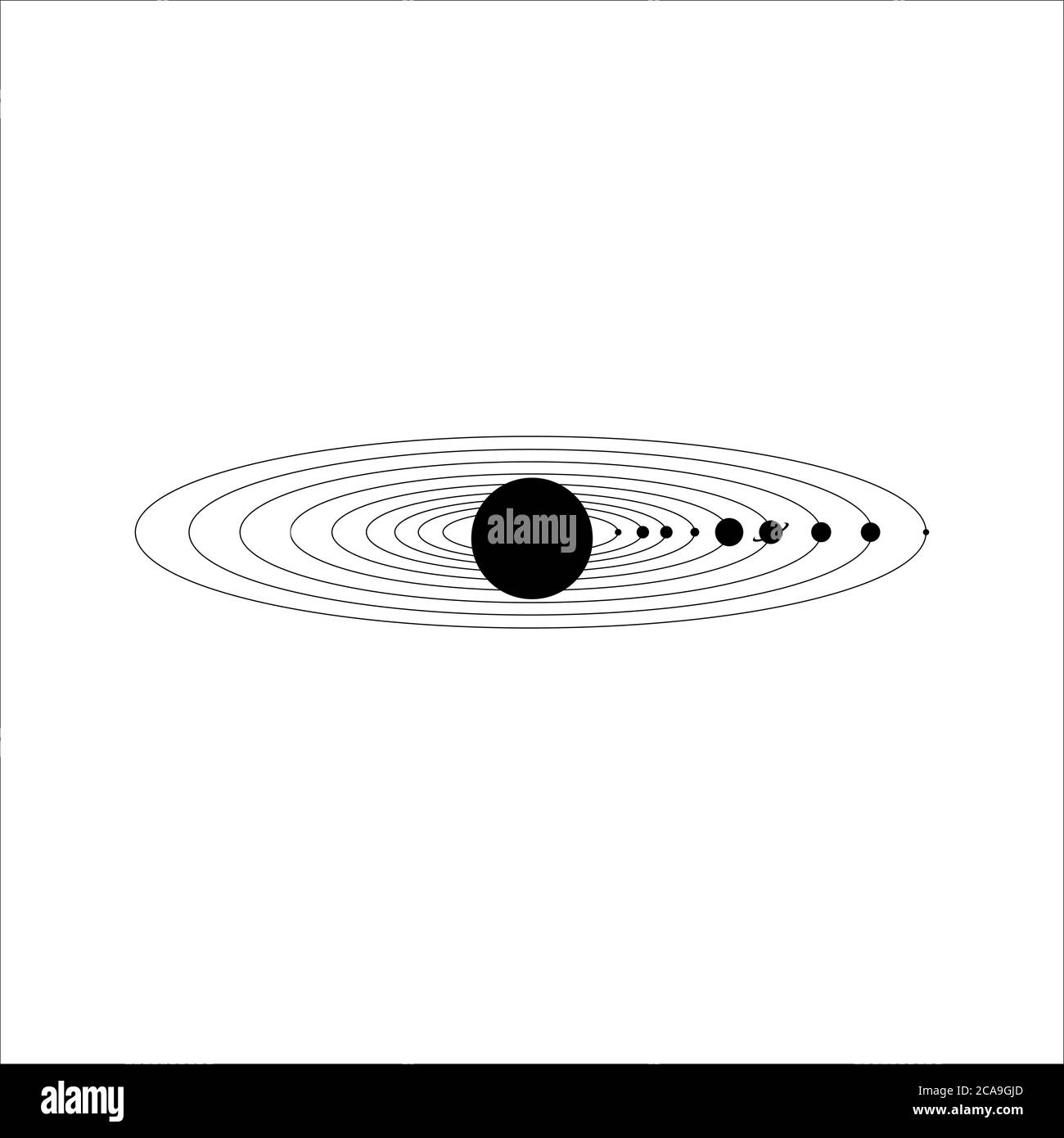 black and white solar system vector illustration graphic design Stock Vector