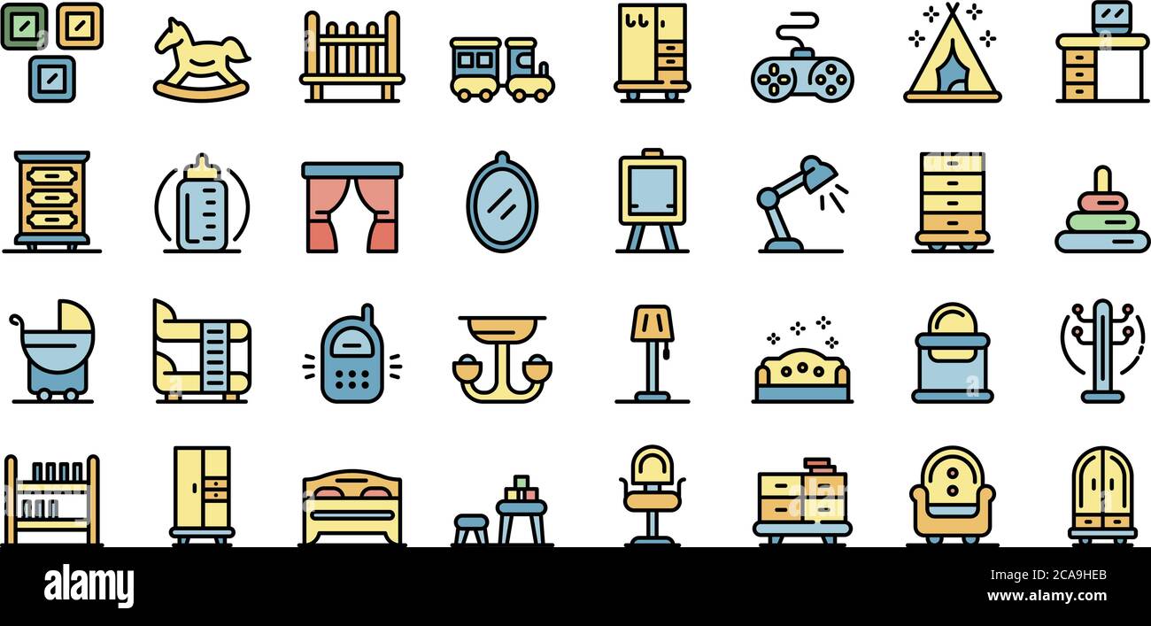 Childrens room icons set vector flat Stock Vector Image & Art - Alamy